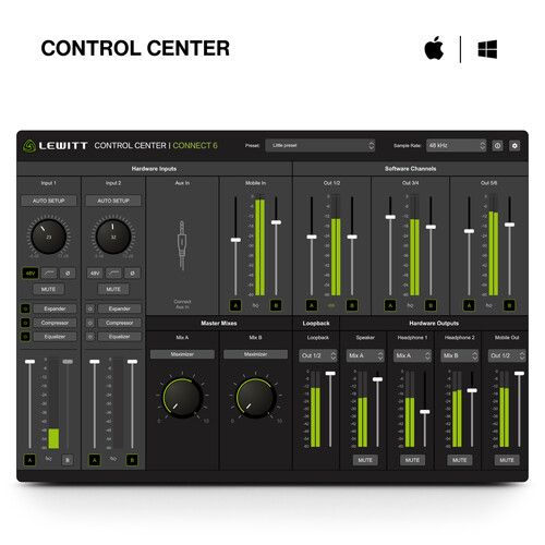 Lewitt CONNECT6 Desktop 6x6 Dual USB-C Audio Interface | Musique Dépôt