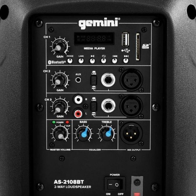 Gemini AS-2108BT 500 Watt Active 8” Bluetooth® Loudspeaker