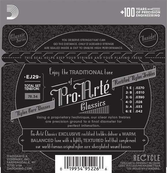 D'Addario Classic Nylon Classical Guitar Strings - Normal Tension - EJ –