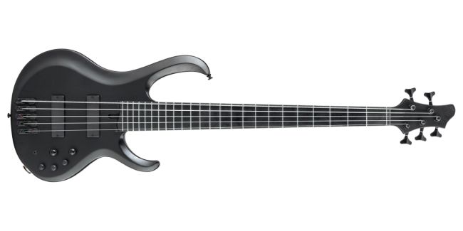 Ibanez BTB Series Iron Label 5 String Electric Bass Guitar - Black Flat
