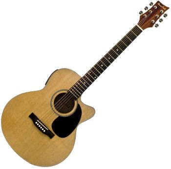 Guitare acoustique-électrique pour gaucher - 104,1 cm - Guitare acoustique  dreadnought à pan coupé pour gaucher avec égaliseur à 4 bandes intégré pour