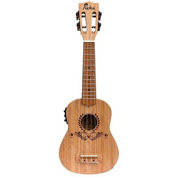 ALOHA UB713E BAMBOO SOLID TOP SIDE&BACK SOPRANO UKULELE WITH ACTIVE EQ + TUNER