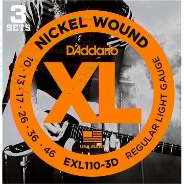 D'Addario XL Nickel Wound Electric Guitar Strings 3-Pack
