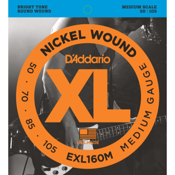 D'Addario EXL160M Nickel Wound Bass, Medium, 50-105, Medium Scale
