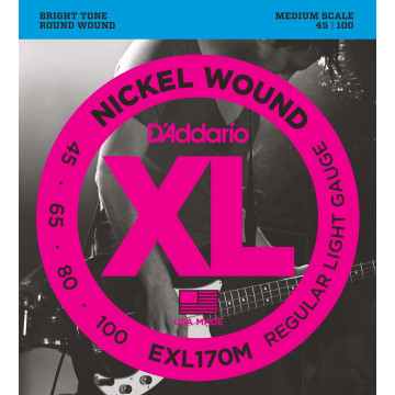 D'addario EXL170M cordes guitare basse nickel light 45-100 medium scale
