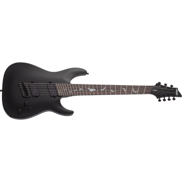 SCHECTER 2476-SHC Damien-7 String Multiscale Electric Guitar-Satin Black