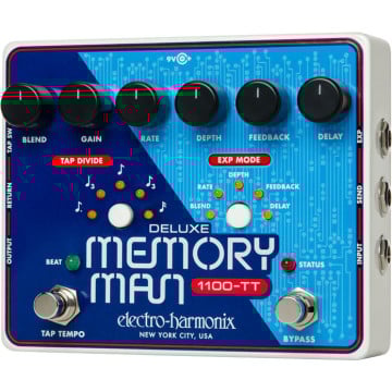 Electro Harmonix DELUXE MEMORY MAN avec TAP TEMPO 1100mS Delay analogique, 9.6DC-200 PSU incl.