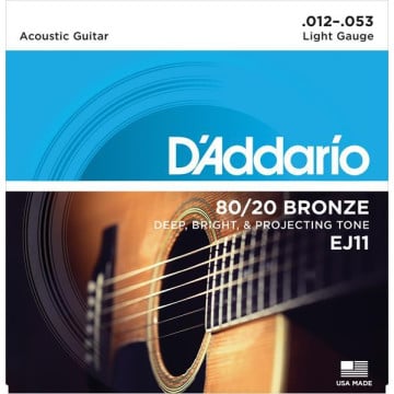 D'addario ej11 80/20 bronze cordes guitare acoustique light 12-53
