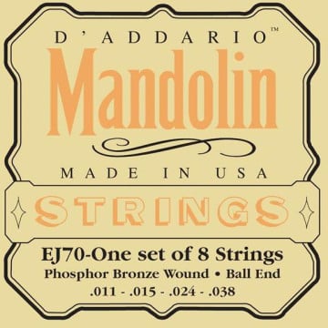 D'Addario EJ70 Phosphor Bronze Mandolin Strings, Ball End, Medium/Light, 11-38