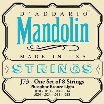 D'Addario EJ73 Mandolin Strings, Phosphor Bronze, Light, 10-38