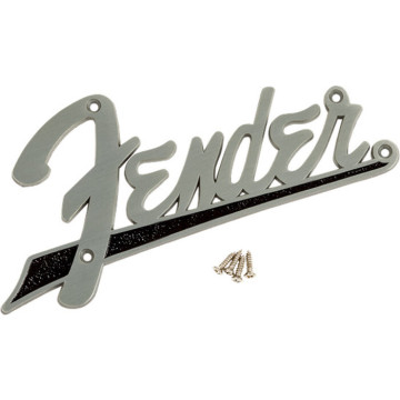 Fender 0994095000 Flat Amplifier Logo Plaque de logo noire authentique