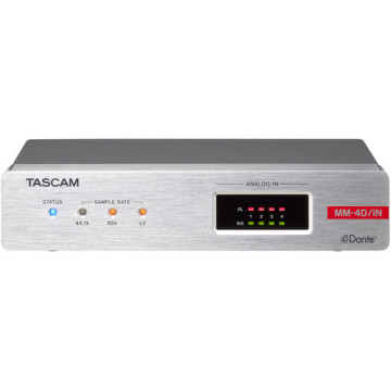 Tascam MM-4DIN-E Convertisseur Dante 4 canaux Mic/Ligne avec mixeur DSP intégré