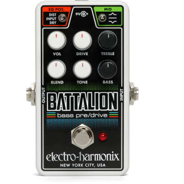 Electro Harmonix NANO BATTALION Préampli/Overdrive pour Basse, Alimentation 9.6DC-200 Incluse