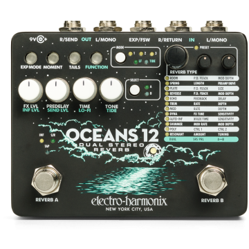 Electro Harmonix OCEANS 12 Dual Stereo Reverb, 9.6DC-200 PSU included