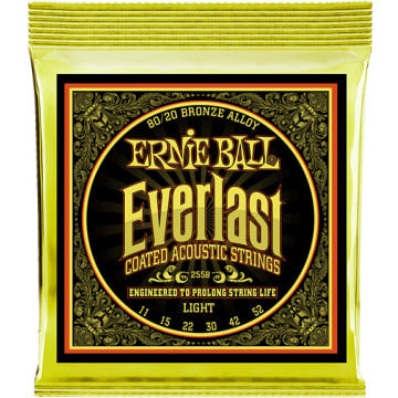 Ernie Ball Everlast Cordes de Guitare Acoustique en Bronze 80/20 Revêtues