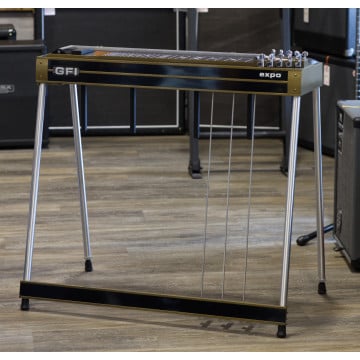 GFI S-10PE guitare à pédales en acier à 10 cordes à col unique avec 3 pédales et 4 leviers en couleur Gold Vein