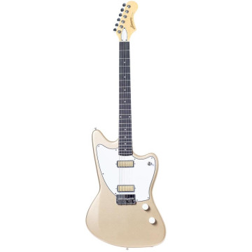 Harmony Silhouette Guitare Électrique Solidbody avec Corps en Aulne, Manche en Érable, Touche en Ébène, et 2 Micros Humbucking Mini Gold Foil