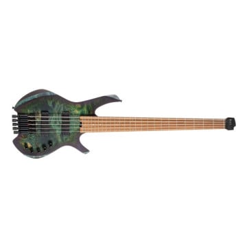Cort Space 5 Artisan Series Headless 5-String Electric Bass With Bag, Star Dust Green