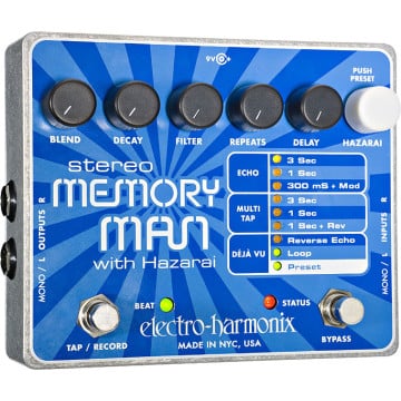 Electro Harmonix STEREO MEMORY MAN WITH HAZARAI Delay numérique / Looper 9.6DC-200 PSU inclus