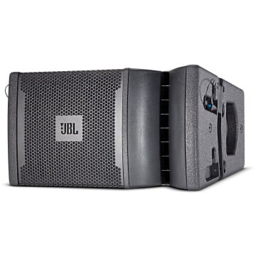 JBL VRX928LA 8" two-way line-array system with 1 x 2168H-1 Differential Drive 400 W LF; 2 x 2414H 1 inch compression driver HF on Constant Curvature waveguide; dual angle pole socket and integral rigging hardware; passive or bi-amplified operation. Black 