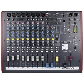 Allen & Heath ZED60-14FX Mixeur 8 canaux Mono 2 Stéréo avec Entré/Sortie USB et FX