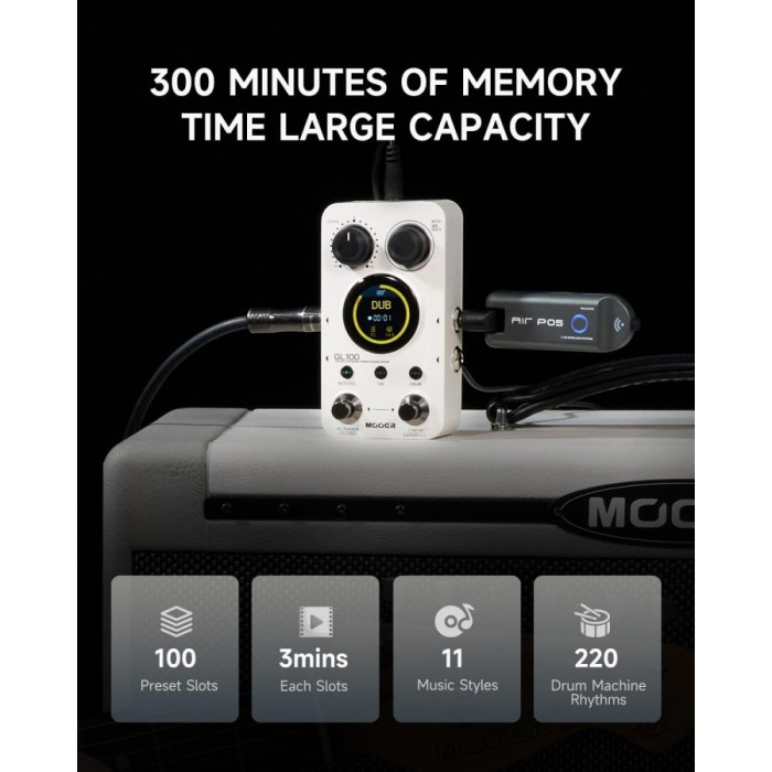 Mooer GL100 looper pedal with drum beat Musique Dépôt